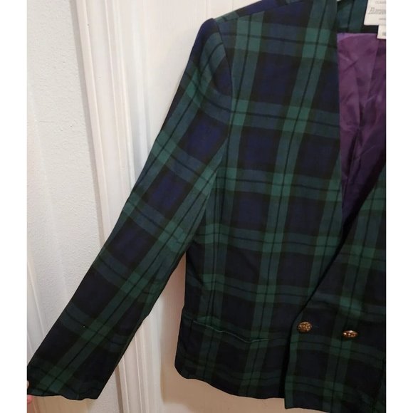 Vtg Classic Suits Inc Elegant Classics Women's Blazer Jacket Blue/Green Plaid 16 - Picture 4 of 10